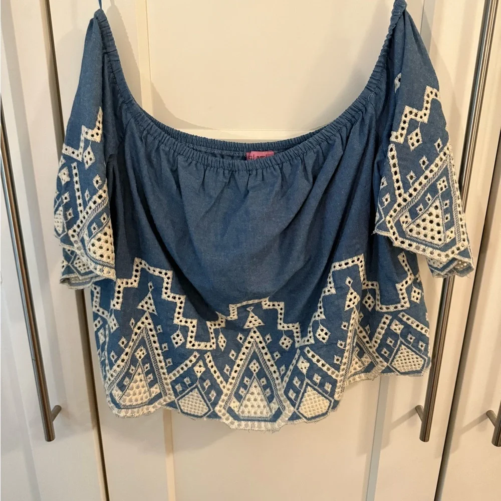 Theresa Off Shoulder Eyelet Embroidered Blouse Size S - Picture 6 of 10